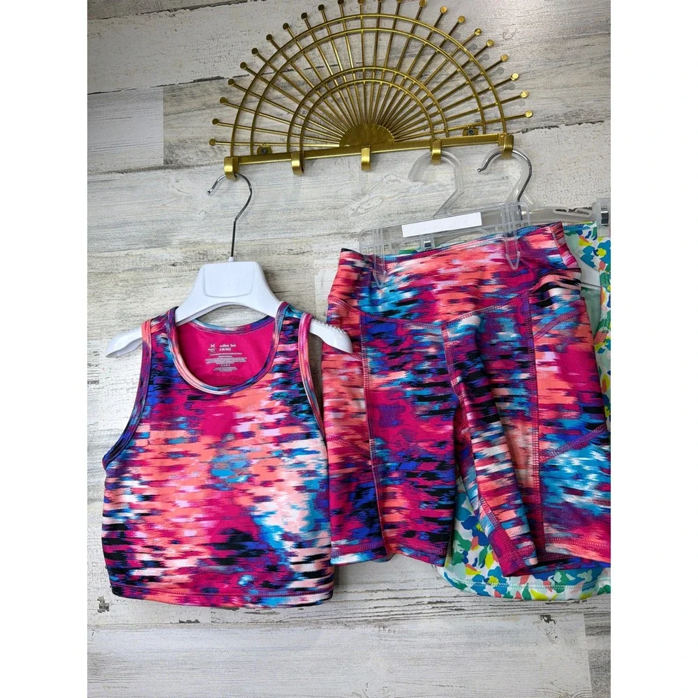 Member's Mark Active Set Bundle Girls Size 6/6X Colorful Floral Space Dye EUC